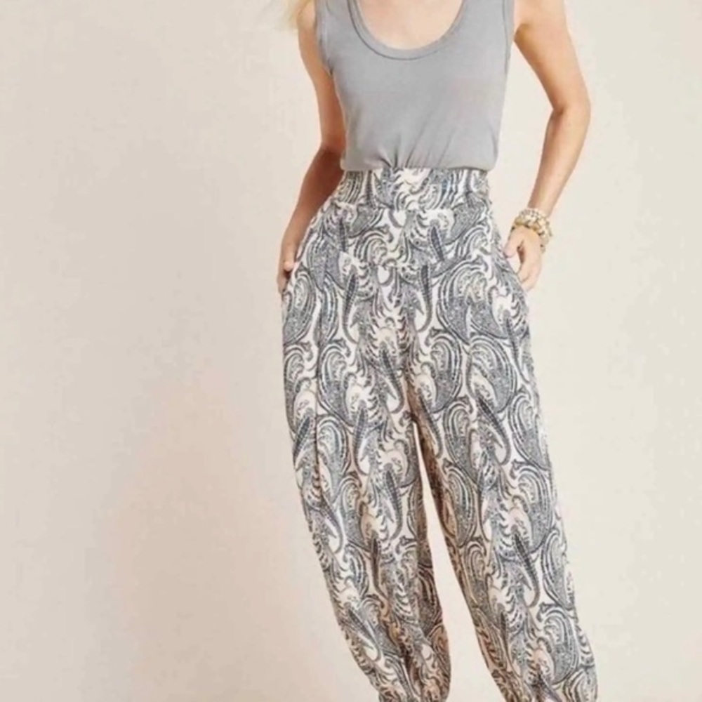Anthropologie Paisley Print Harem Balloon Pants - Picture 3 of 7